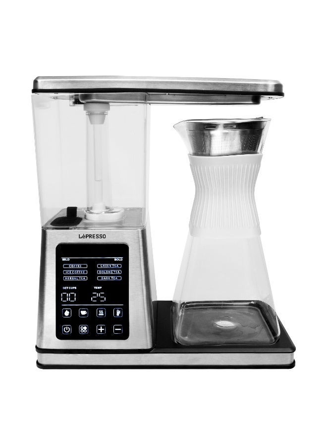 LePRESSO Crystal Brew Drip Coffee & Tea Maker with Smart Digital Control & Keep Warm Base / Cup Options 2 / 4 / 6 / 8 / Adjustable Temperature Control - Silver - Image 1