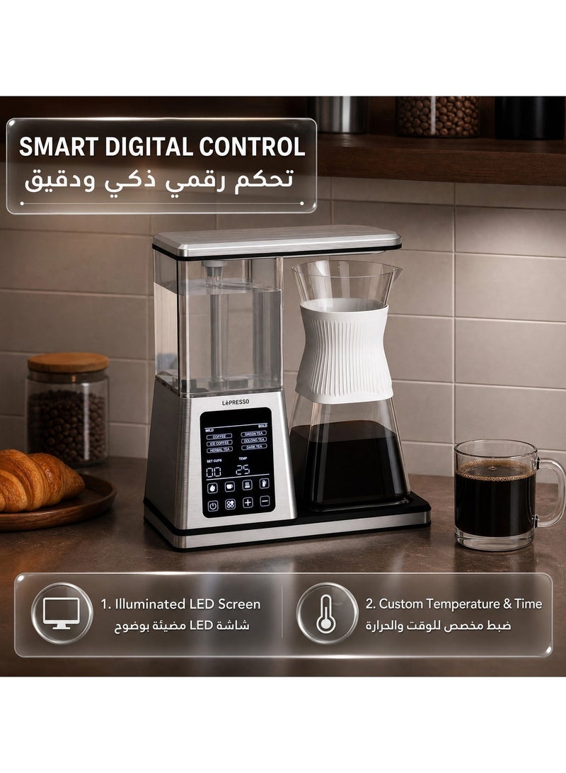 ليبرسو ماكينة تحضير القهوة والشاي بالتنقيط كريستال برو مع تحكم رقمي ذكي وقاعدة دافئة/خيارات الكوب 2/4/6/8/تحكم في درجة الحرارة قابلة للتعديل - فضي - Image 3