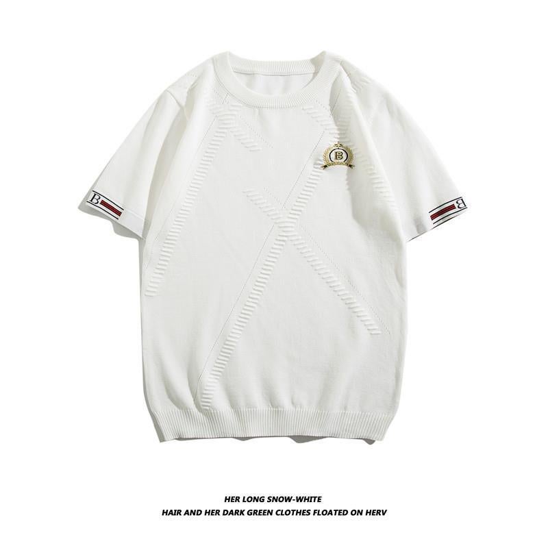Summer Ice Silk Men'S Short Sleeve Thin T-Shirt Slim Round Neck Ice Solid Color Breathable Thin Top Men'S Half Sleeve - Image 3