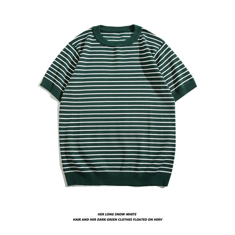 Summer Ice Silk Men'S Short Sleeve Thin T-Shirt Slim Round Neck Ice Solid Color Breathable Thin Top Men'S Half Sleeve - Image 1