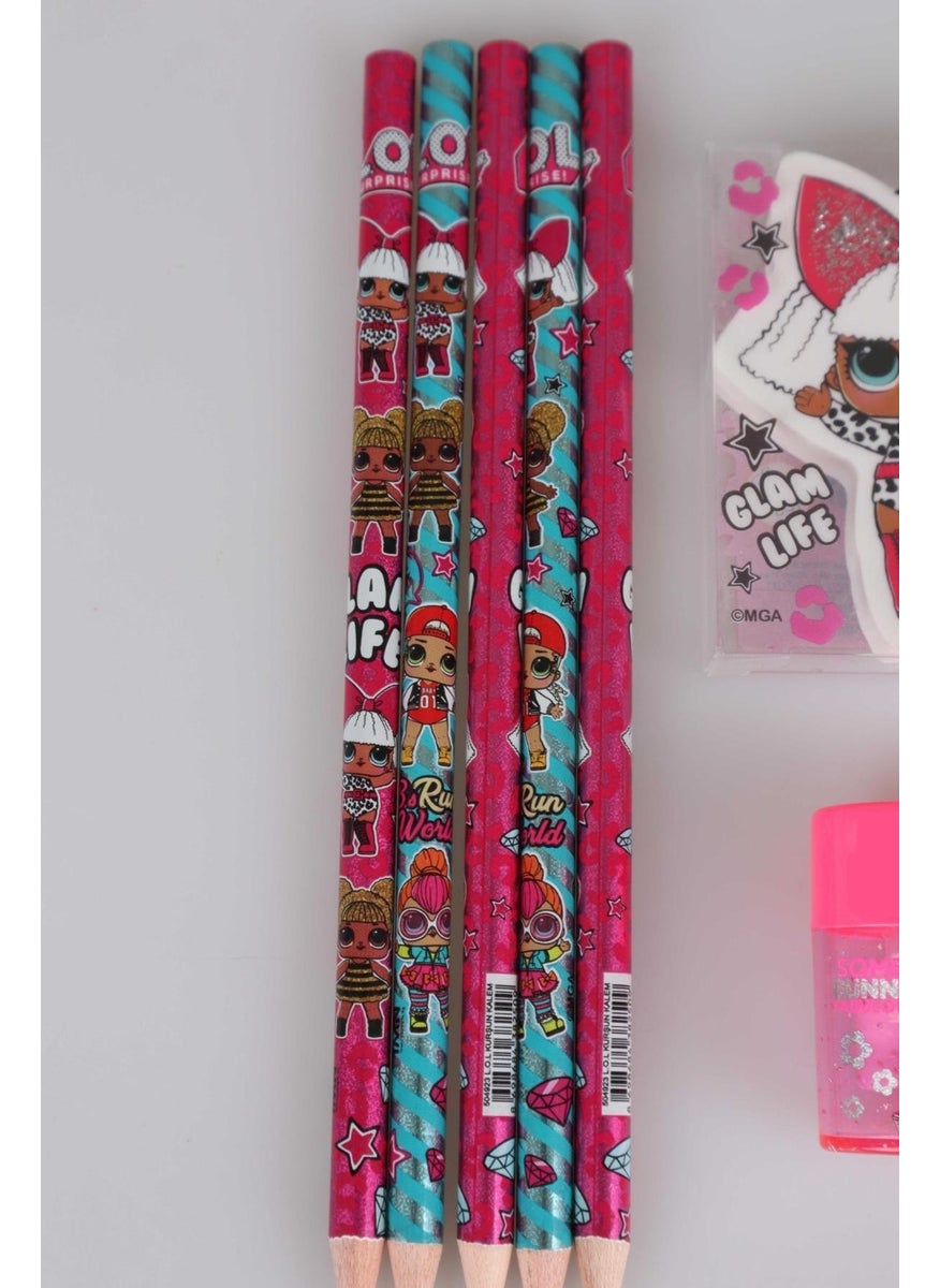 L.O.L - Licensed Surprise Set of 5 Pencils, 1 Sharpener and 1 Eraser - Image 1