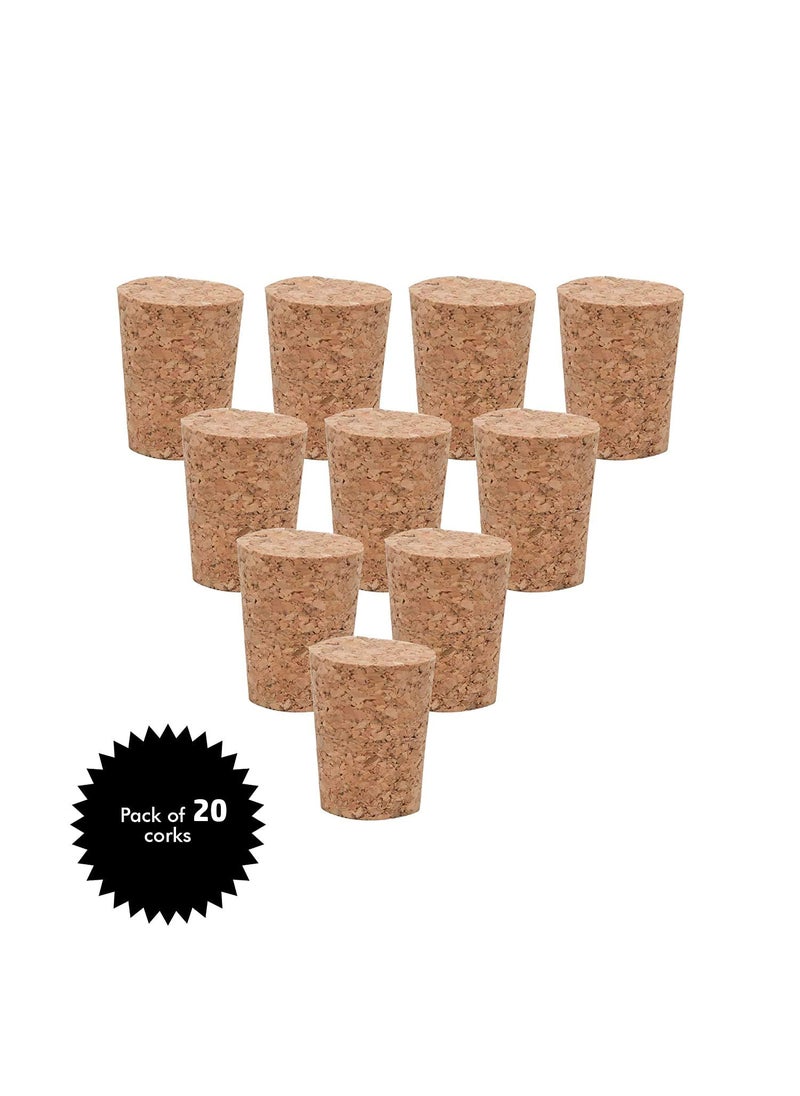 Windup Windup Tapered Cork Stopper for Glass Wine Bottle Length 33mm x Top 22mm x Bottom 17mm Pack of 20 Pcs Made in India  - Image 2