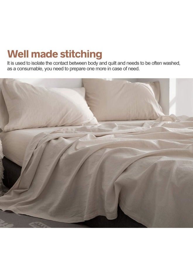 BISELINA Linen Sheet French Flax Flat Sheet 55% Euro Linen 45% Cotton Basic Style Solid Color Soft Breathable Farmhouse Top Sheet (Twin, Linen) - Image 4
