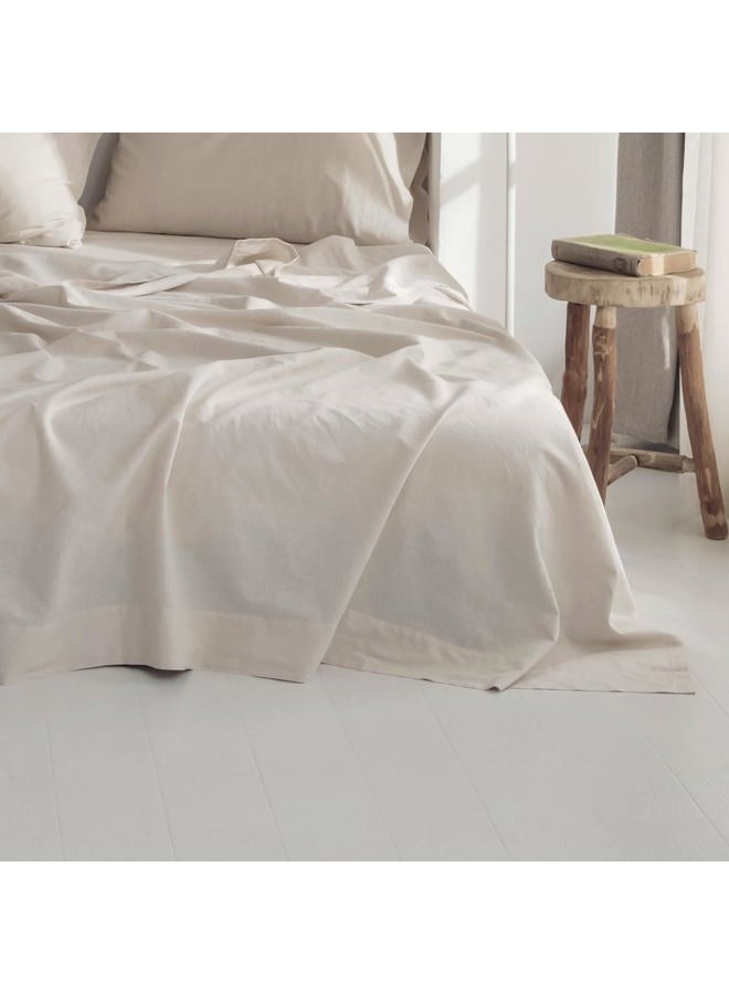 BISELINA Linen Sheet French Flax Flat Sheet 55% Euro Linen 45% Cotton Basic Style Solid Color Soft Breathable Farmhouse Top Sheet (Twin, Linen) - Image 1