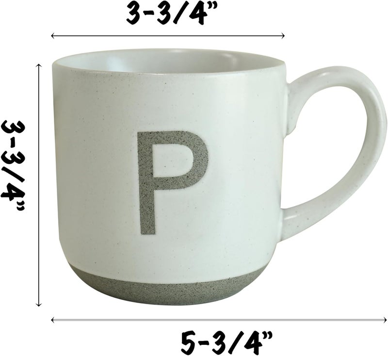 COLLECTIVE HOME  Ceramic Mug Uppercase Letter Design Matte Sandstone Texture Minimalist and Stylish 15oz Perfect for Personalized Gifts P - Image 2