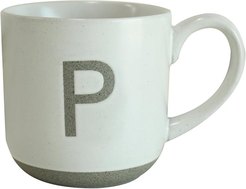 COLLECTIVE HOME  Ceramic Mug Uppercase Letter Design Matte Sandstone Texture Minimalist and Stylish 15oz Perfect for Personalized Gifts P - Image 1