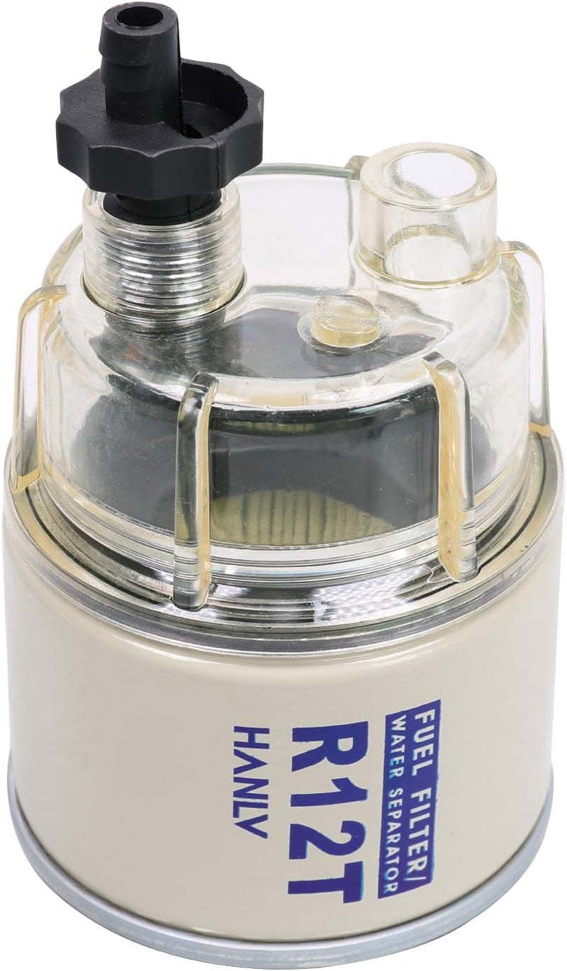 CARMOCAR R12T Fuel Filter and Nylon Collection bowl for R12T Marine 3/8 Inch NPT Outboard Motor Spin-on Housing 120AT NPT ZG1/4-19 R12T,S3240,18-7947 - Image 1