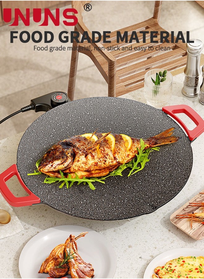UNUNS 12Inch（32cm）Electric BBQ Grill,Smokeless Indoor,Dishwasher Safe,Nonstick,Adjustable Temperature,Fast Heat Up,With Brush And Tong,Low-Fat Meals Easy To Clean Design  - Image 3