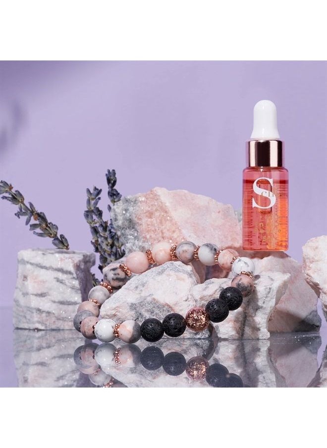 Scilla ROSE Bracelet for Women - Zebra Jasper, Rose Gold Flowers and Lava Rock - Beaded Bracelet and Lavender Essential Oils - Aromatherapy Crystals - Handmade Meditation Accessories - Self Care Gifts for Women  - Image 2