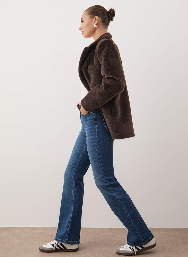 trendyol Dark Blue High Waist Flare Jeans - Image 2