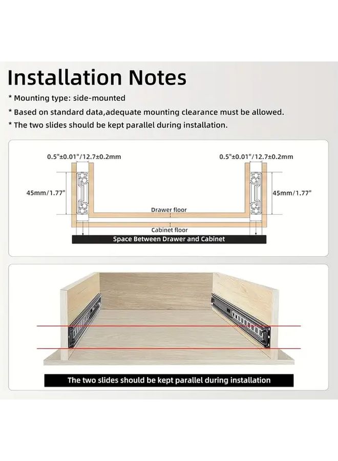 Heavy Duty Full Extension Ball Bearing Drawer Slides 12 Inch Pair 100 Lb Capacity Black - Image 5