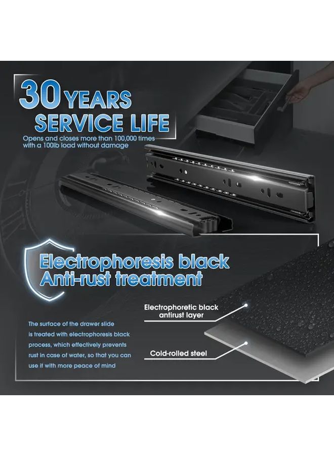 Heavy Duty Full Extension Ball Bearing Drawer Slides 12 Inch Pair 100 Lb Capacity Black - Image 2
