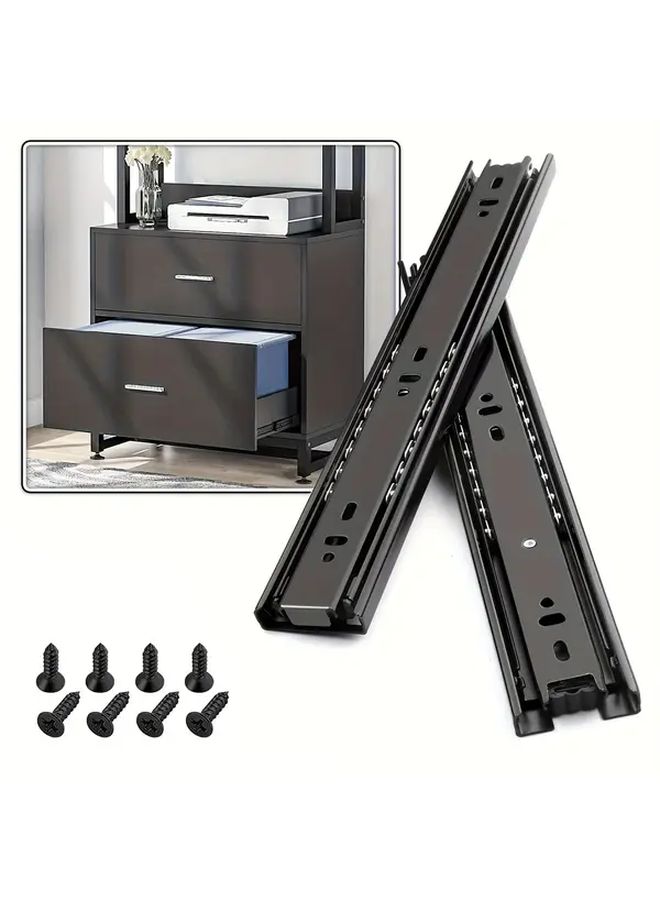 Heavy Duty Full Extension Ball Bearing Drawer Slides 12 Inch Pair 100 Lb Capacity Black - Image 1