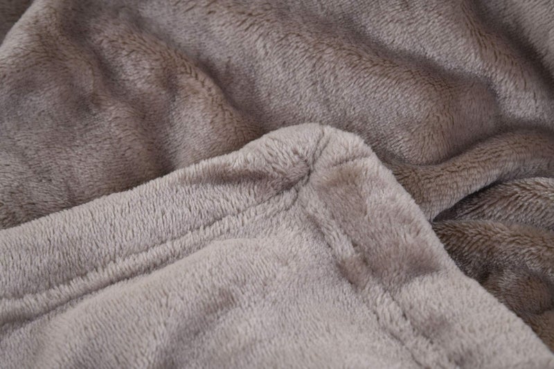 Mintra Microfiber Blanket, Super Soft, 100% Polyester (130 x 180 cm) - Mocha - Image 3