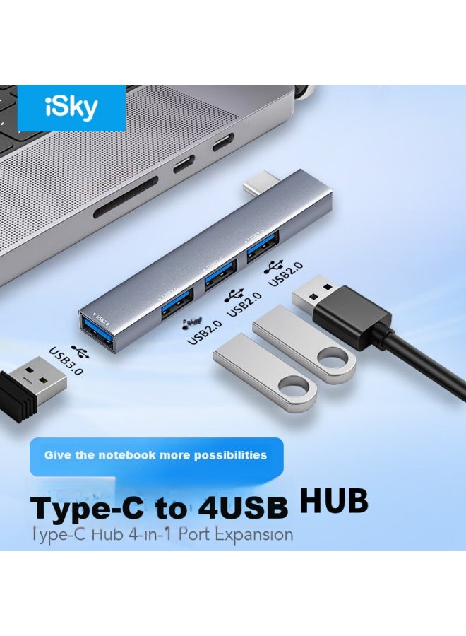 Iskytype-c To Usb 3.0 Expansion Dock Splitter, Compatible 4-port Usb Hub, Laptop Adapter, Usb Hub - Image 1