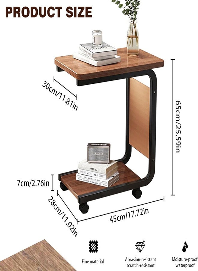 GUDOO C Shaped Side Table,End Table,Couch Table with Side Pockets and Wheels,Movable Metal Frame Snack Laptop Table,Slide Under Sofa Table for Living Room and Small Spaces - Image 2