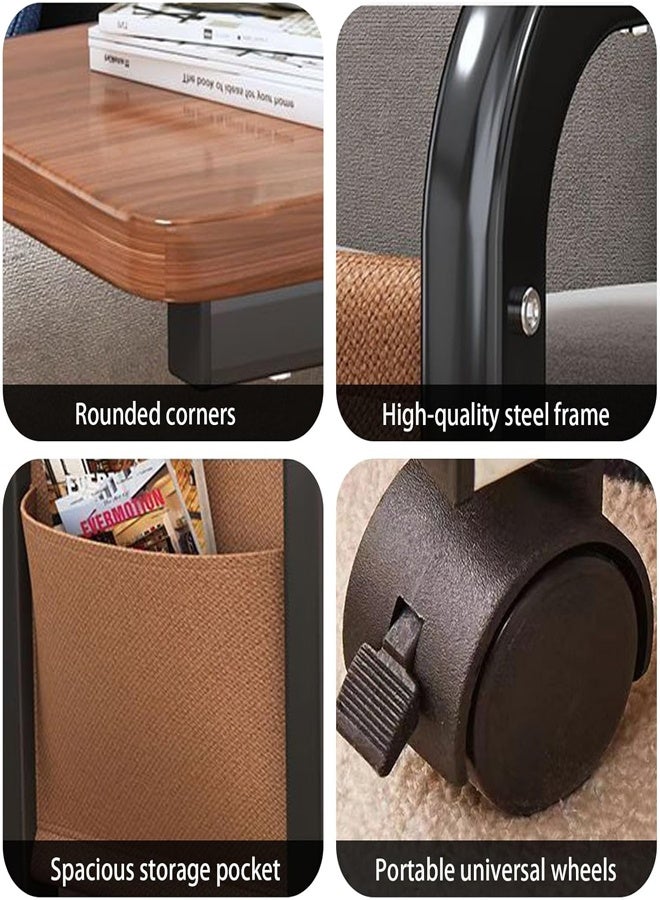 GUDOO C Shaped Side Table,End Table,Couch Table with Side Pockets and Wheels,Movable Metal Frame Snack Laptop Table,Slide Under Sofa Table for Living Room and Small Spaces - Image 5