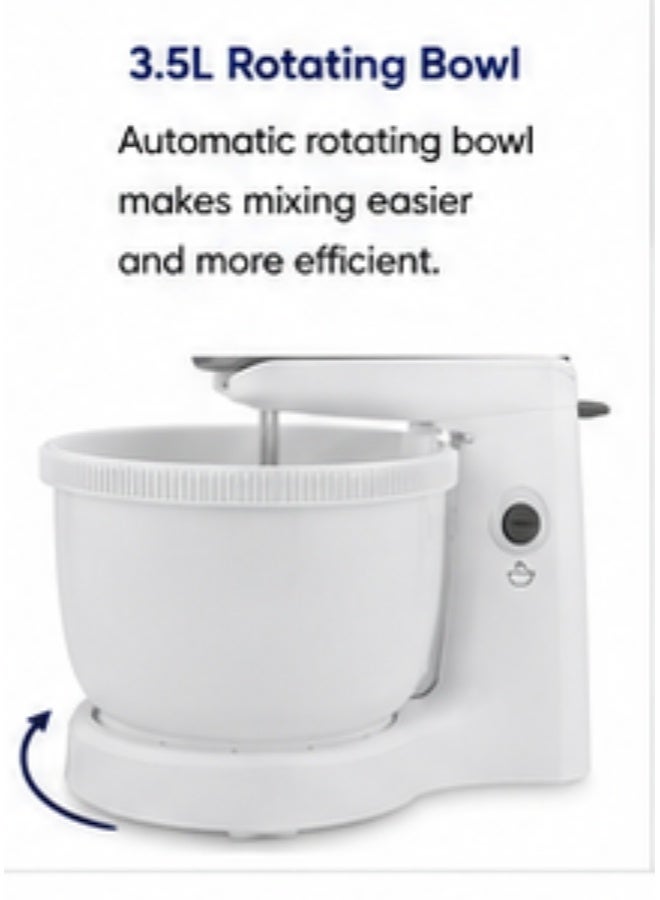 KION 300W Hand Mixer with 3.5L Rotating Bowl, 5 Speeds, Turbo Function, Beaters & Dough Hooks - MHM4035PP00 3.5 L 300 W MHM4035PP00 white - Image 2