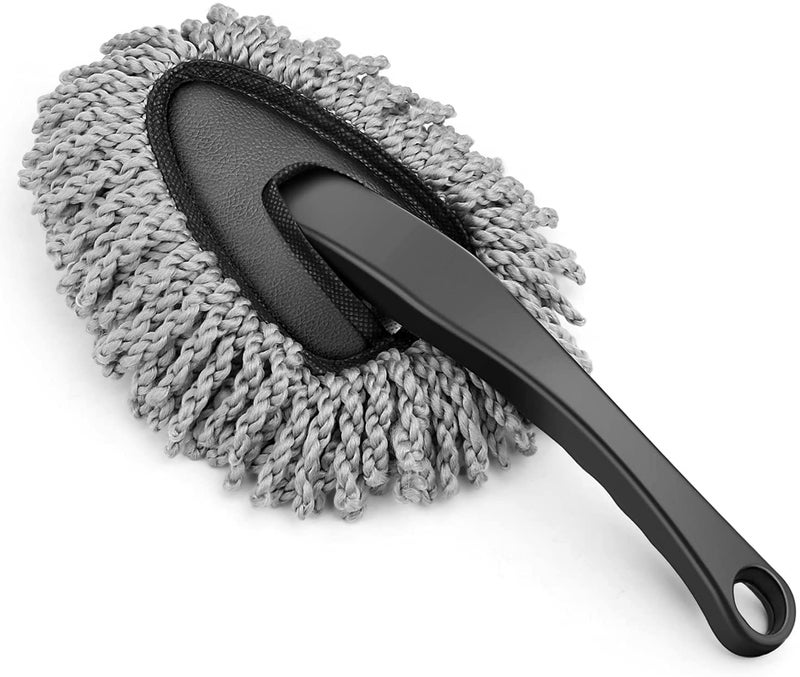 Aksmit Multipurpose Mini Microfiber Duster Interior and Exterior Cleaning Duster Brush with Handle Mop Brush Ideal for Car Cleaning and Household (Grey) Pack of - 1 - Image 1