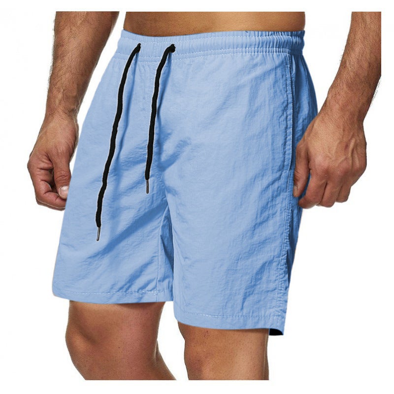 Foreign Trade Amazon 22 Summer Mens Casual Shorts Candy-colored Five-point Pants Mens Ten-color Waterproof Quick-drying Beach Pants Light blue