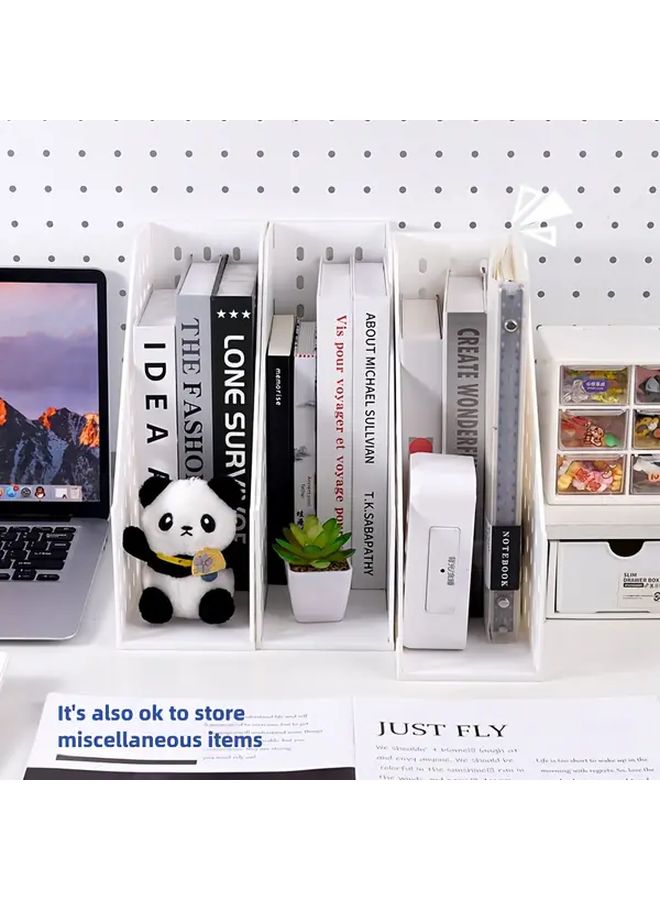 Pearl White Single Row A4 File Folder Rack Thickened PP Foldable Desk Storage Organizer 3 Pieces - Image 5