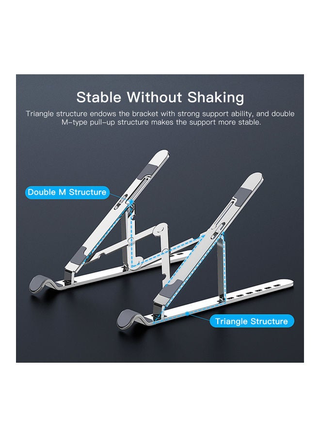 NIBEMINENT Portable Laptop Stand Foldable Aluminum Alloy Riser Silver - Image 5