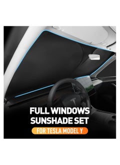 SYOSI 8PCS Sunshade Set for Tesla Model Y, Full Range Whole Vehicle Windows Sun Shade Kit, Front & Rear Windshield Triangular & Side Windows Shade Foldable Insulation Cover for Model Y Accessories 2019-2023  - Image 5