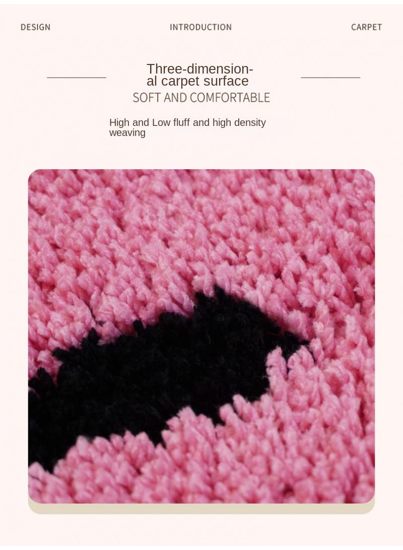 Y&D Bedroom Carpet Round Cartoon Coal Ball Carpet Flocking Non-Slip Mat Dirt Resistant Carpet-Green60*60cm  - Image 3
