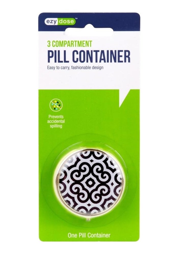 Ezy Dose Fashion Pill Holder - 3 Compartment Daily Pill Case - Image 1