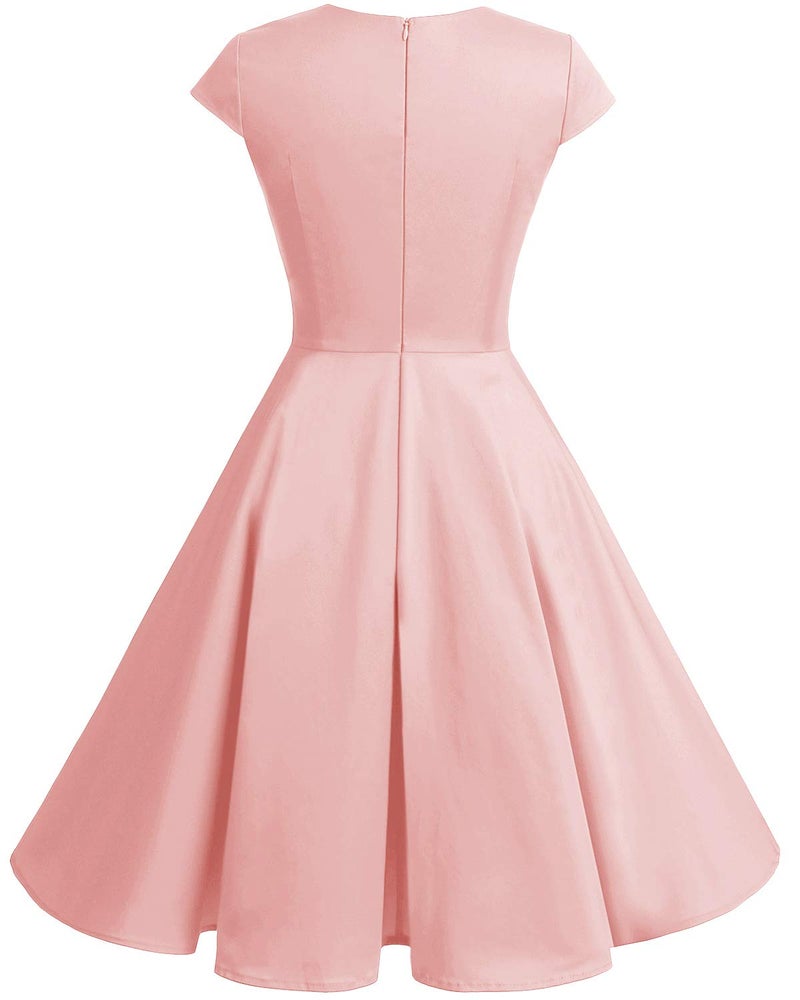 Bbonlinedress Pink Vintage Summer Cocktail Bridesmaid Prom 50s 60s Short Retro Formal Wedding Party Dress Blush M - Image 4