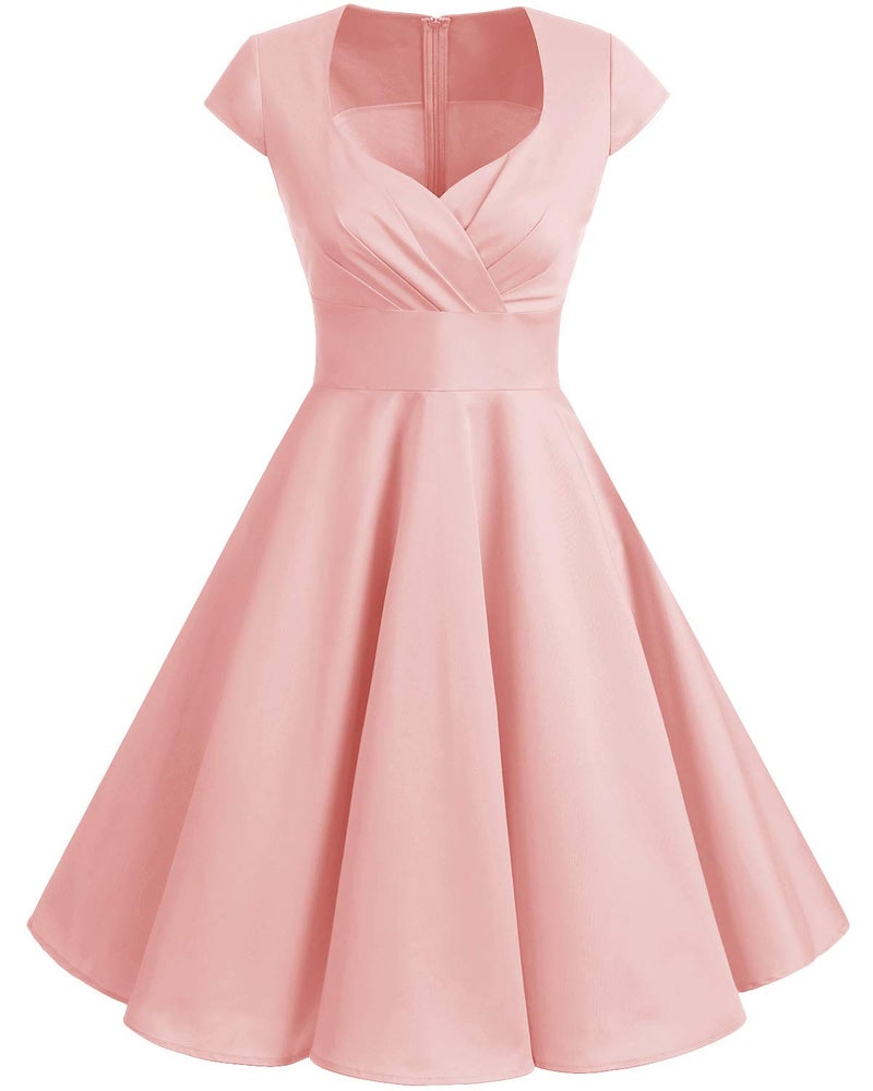 Bbonlinedress Pink Vintage Summer Cocktail Bridesmaid Prom 50s 60s Short Retro Formal Wedding Party Dress Blush M - Image 3