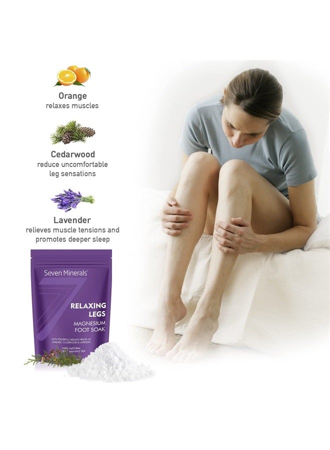 Seven Minerals Relaxing Legs Magnesium Chloride Flakes 3lb – Absorbs Better Than Epsom Salt - Unique Foot Soak Formula for Tired Legs and Leg Cramps - with USDA Organic Orange, Cedarwood & Lavender - Image 4