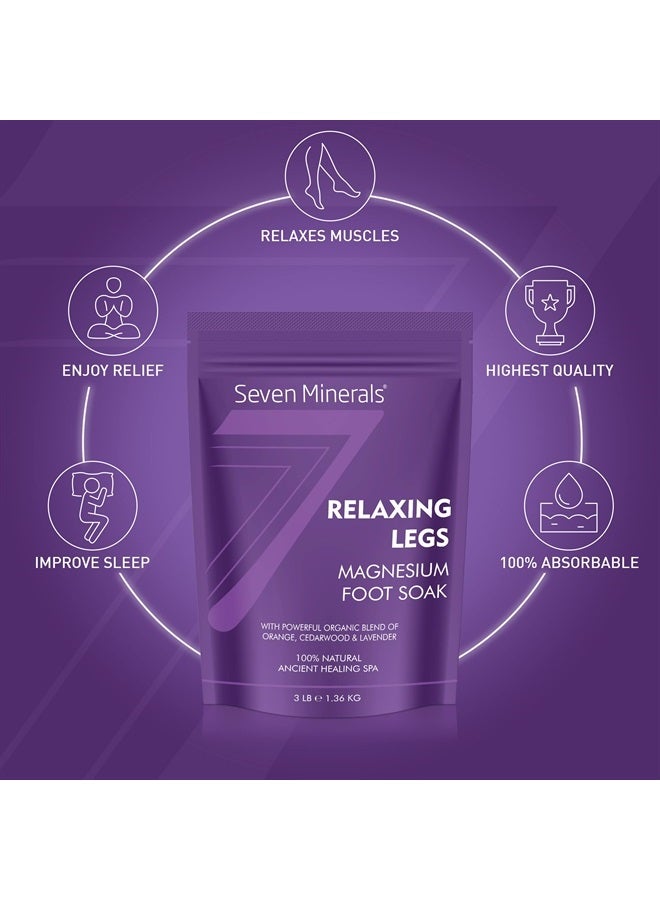Seven Minerals Relaxing Legs Magnesium Chloride Flakes 3lb – Absorbs Better Than Epsom Salt - Unique Foot Soak Formula for Tired Legs and Leg Cramps - with USDA Organic Orange, Cedarwood & Lavender - Image 3