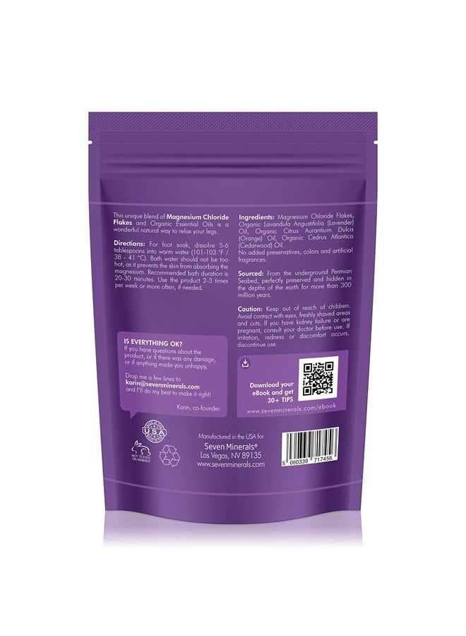 Seven Minerals Relaxing Legs Magnesium Chloride Flakes 3lb – Absorbs Better Than Epsom Salt - Unique Foot Soak Formula for Tired Legs and Leg Cramps - with USDA Organic Orange, Cedarwood & Lavender - Image 2