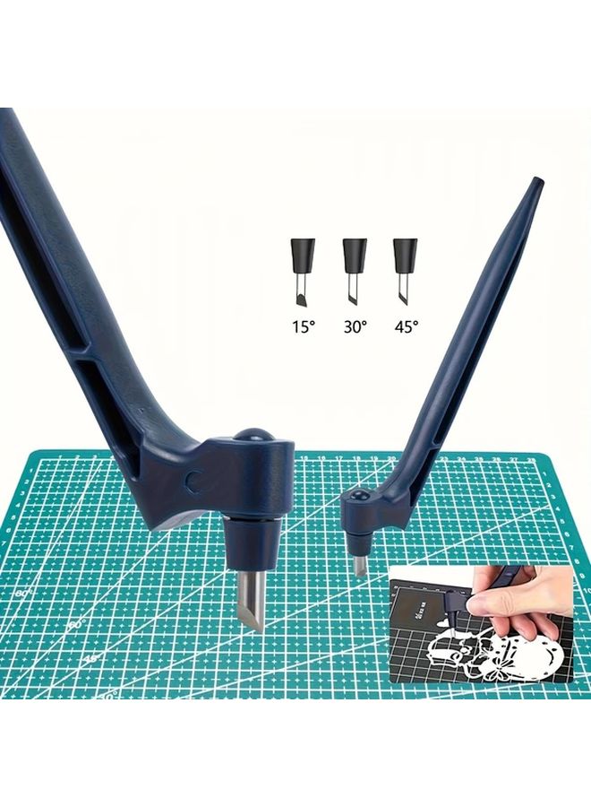 Blue Craft Knife Set With Three Rotary Blades Stainless Steel Hobby Knife Stencil Vinyl Scrapbook Art Cutting Tool - Image 1