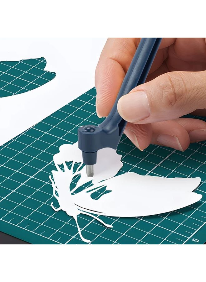 Blue Craft Knife Set With Three Rotary Blades Stainless Steel Hobby Knife Stencil Vinyl Scrapbook Art Cutting Tool - Image 3