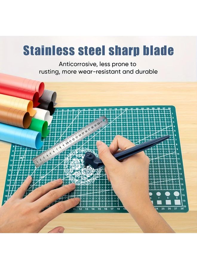 Blue Craft Knife Set With Three Rotary Blades Stainless Steel Hobby Knife Stencil Vinyl Scrapbook Art Cutting Tool - Image 2