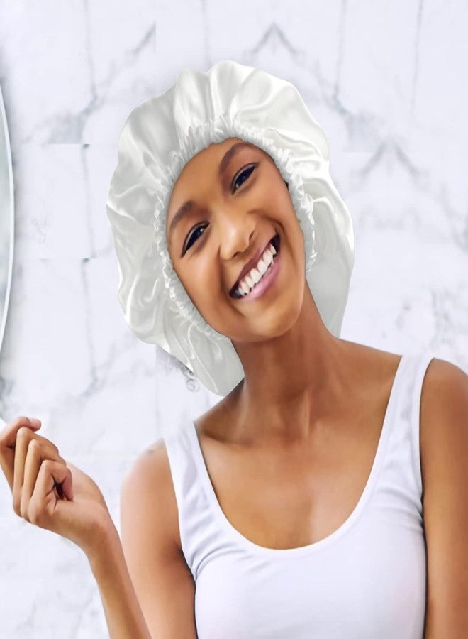 Go well Satin Bonnet for Curly Hair with Free Silk Satin Pillow Covers and Scrunchies | Silk Bonnet for Hair|Best Gift Combo of Pack of 2 Satin Pillowcases with 3 Silk Scrunchies HairCap (white) - Image 5
