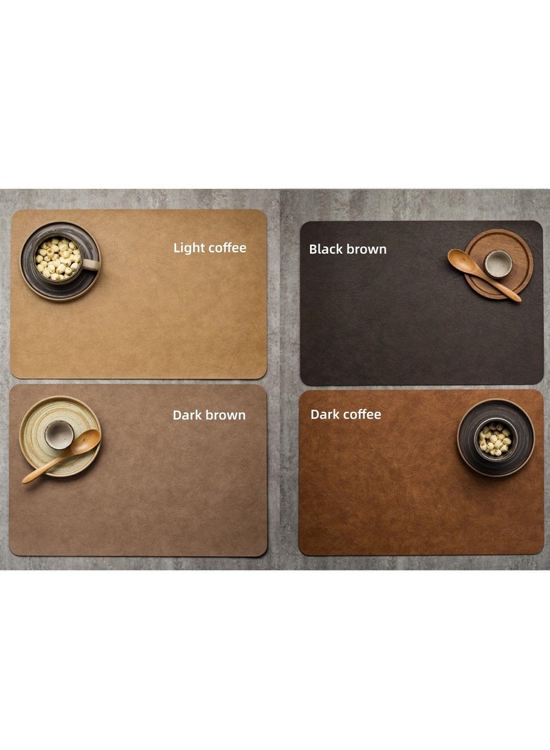 نوفولان مفارش طعام 4 قطع مقاومة للماء والزيت، عازلة للحرارة، مصنوعة من جلد البولي يوريثان عالي الجودة، مناسبة للأطباق والأكواب والأطباق الغربية، مقاس 44.5×30 سم (بني غامق) - Image 1