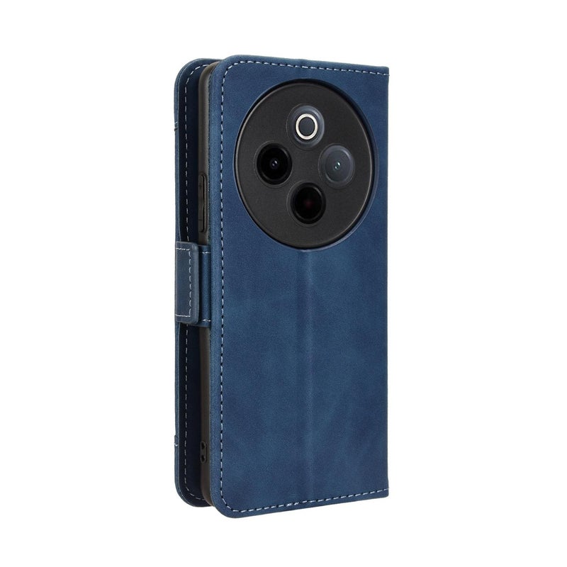 HuHa Case Cover For vivo T4 5G / iQOO Z10 5G Global Skin Feel Calf Texture Card Slots Leather Phone Case(Blue) - Image 3