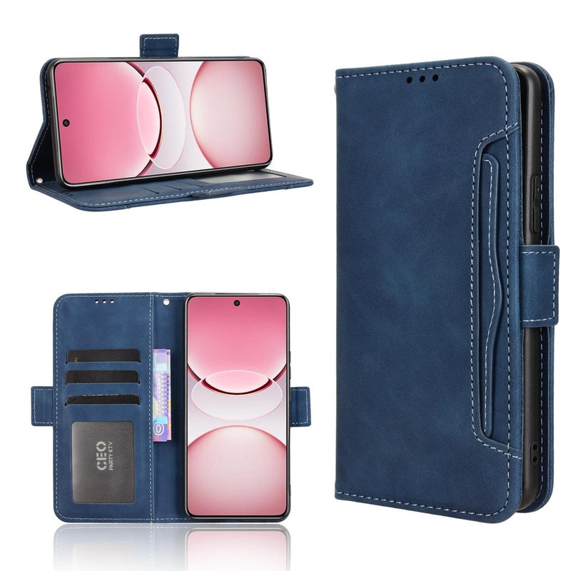 HuHa Case Cover For vivo T4 5G / iQOO Z10 5G Global Skin Feel Calf Texture Card Slots Leather Phone Case(Blue) - Image 1
