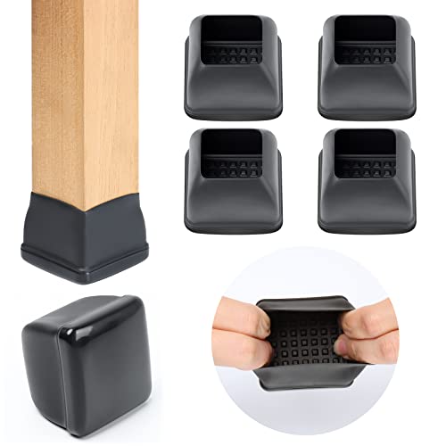 Ezprotekt 24 Pcs Large Chair Leg Sliders for Carpet Square Black Teflon Furniture Glides Pads Caps for Rug Bar Stool Leg Protectors Covers for Table Chair Sofa Legs XL Fit 125 to 145