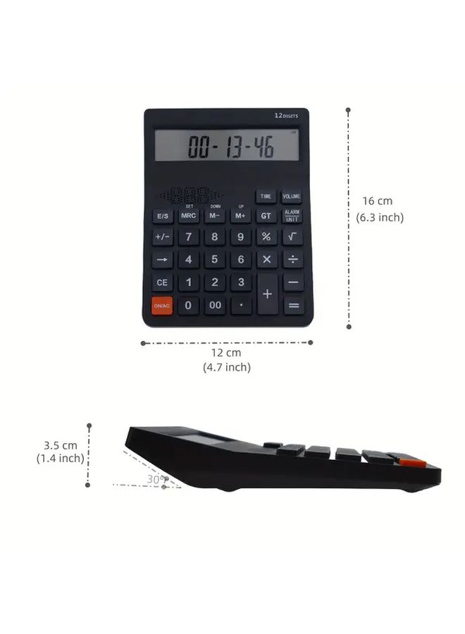 8 12 Digit LCD Display Calculator Italian Speaking Voice Broadcasting Business Office Learning - Image 2