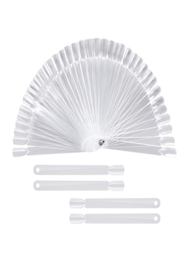 BTYMS 200 Pieces Clear Square Nail Tips Color Display Swatches With Metal Screw Holder Fan Shaped Plastic Sample Stick - Image 1