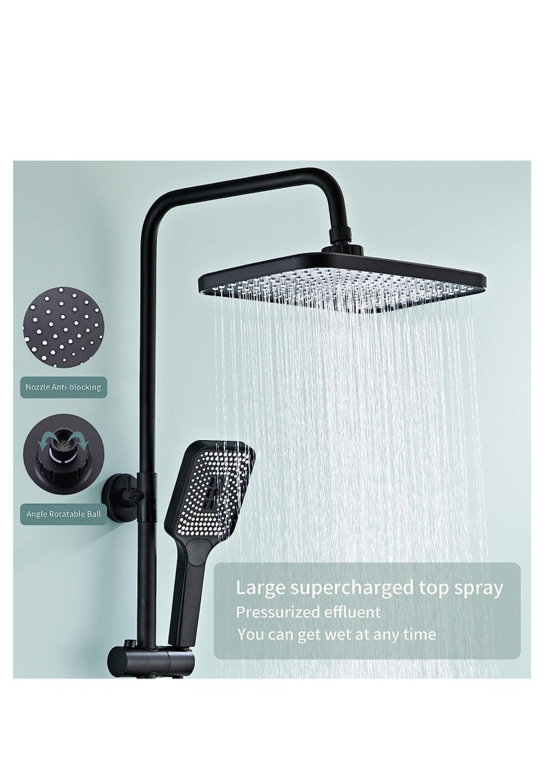 Cool Baby COOLBABY Black Shower System with LED Digital Display Shower Faucet Set Wall Mounted Rain Shower Mixer Shower Combo Set 4-Way Shower Unit with 12 Inch Rain Shower Head 3 Mode Hand Shower Bidet Shower  - Image 5