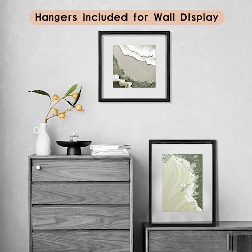 MUYE 8x10 Floating Frames Set of 2,Double Glass Picture Frame Display Any Size Photo up to 8x10,Wall Mount or Tabletop Standing,Black - Image 4