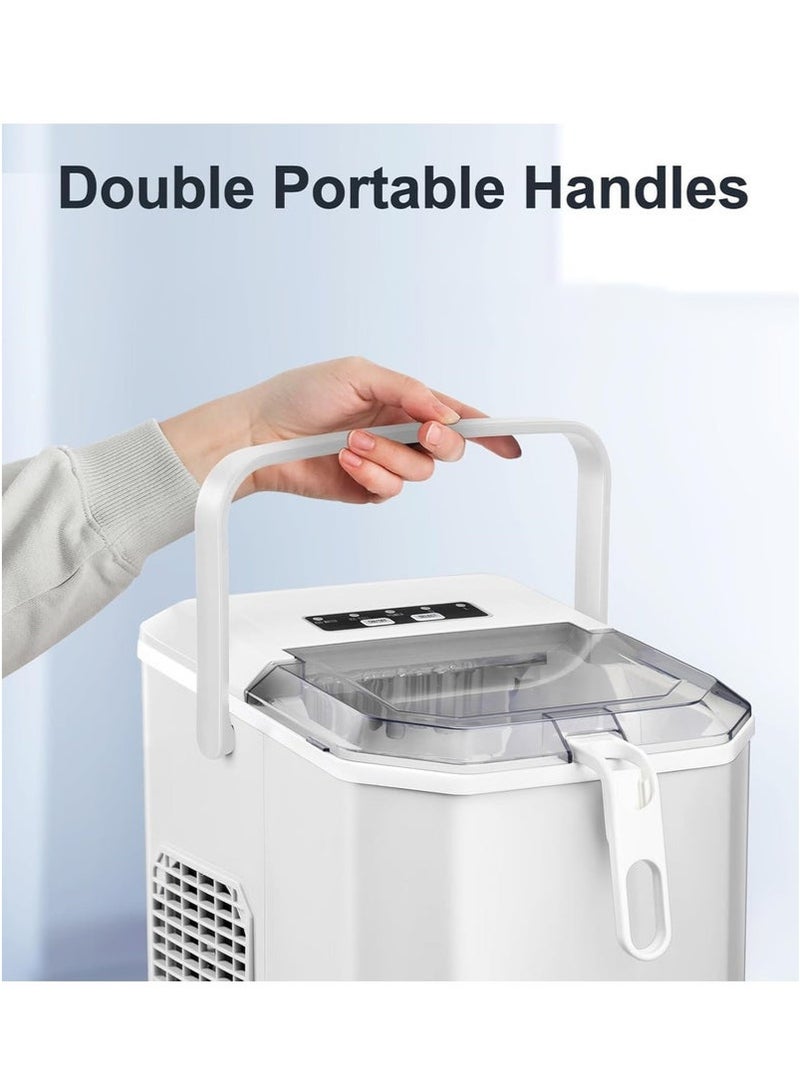 XiuWoo Portable Ice Machine, Small Household Automatic Ice Maker, Ice Making Machine with Self-Cleaning Function, Includes Basket and Scoop White - Image 2