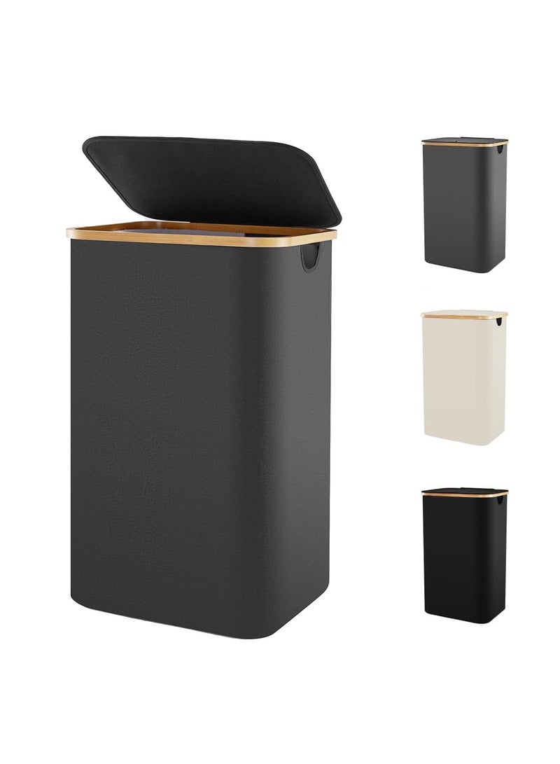 Arabest Laundry Basket, Laundry Hamper with Removable Laundry Bag and Lid, Collapsible Hamper for Bedroom, Bathroom, Living Room(Black) - Image 1