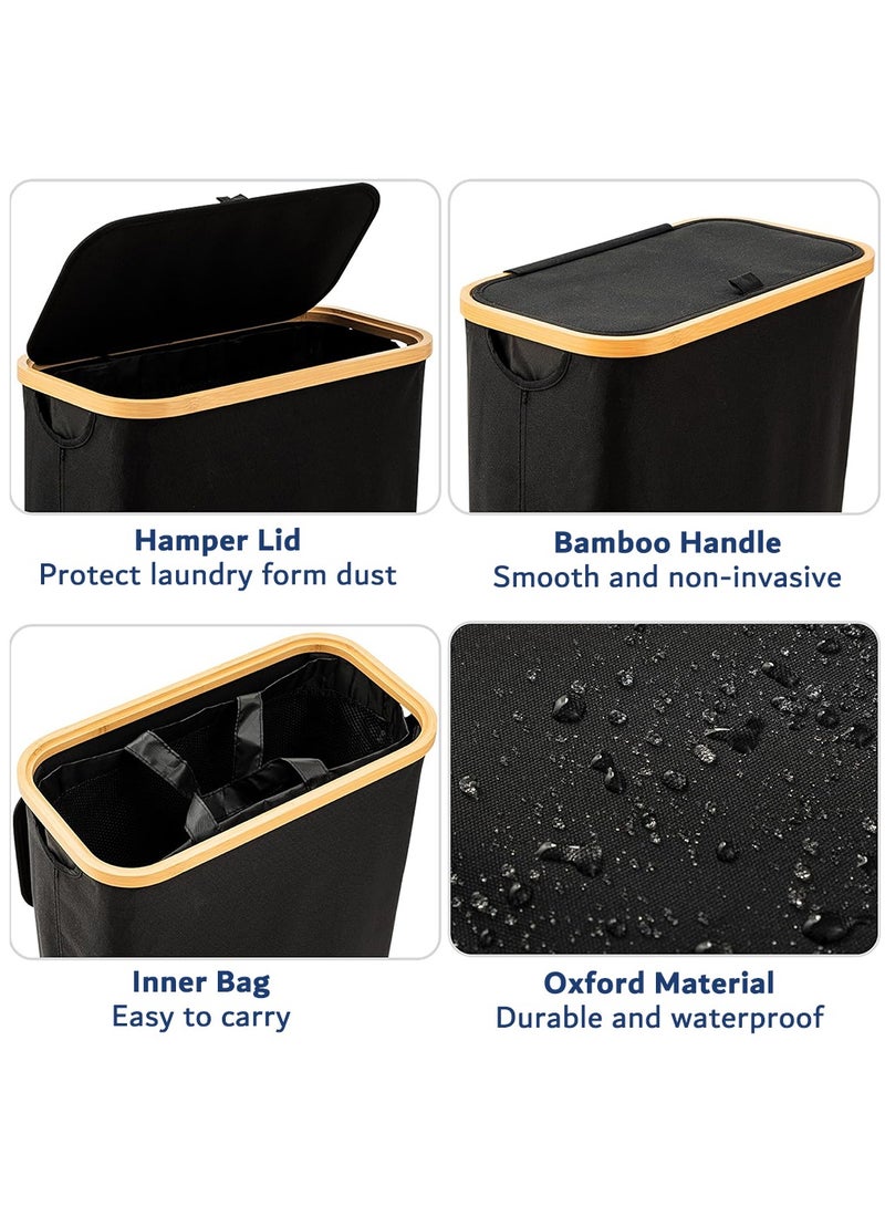 Arabest Laundry Basket, Laundry Hamper with Removable Laundry Bag and Lid, Collapsible Hamper for Bedroom, Bathroom, Living Room(Black) - Image 4