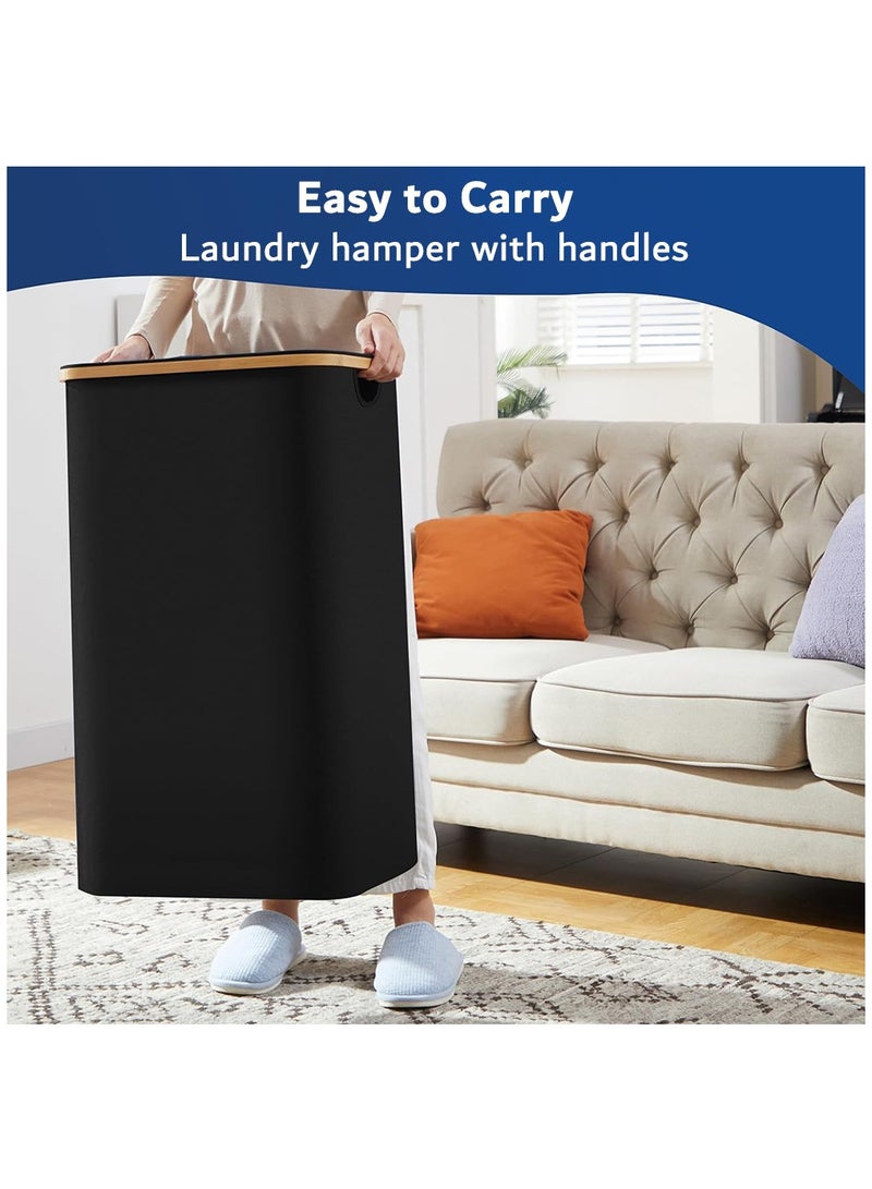 Arabest Laundry Basket, Laundry Hamper with Removable Laundry Bag and Lid, Collapsible Hamper for Bedroom, Bathroom, Living Room(Black) - Image 2